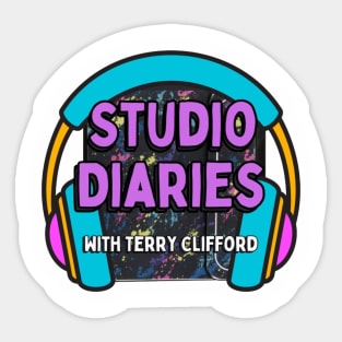 Studio Diaries Podcast with Retro Folder and Headphones Sticker